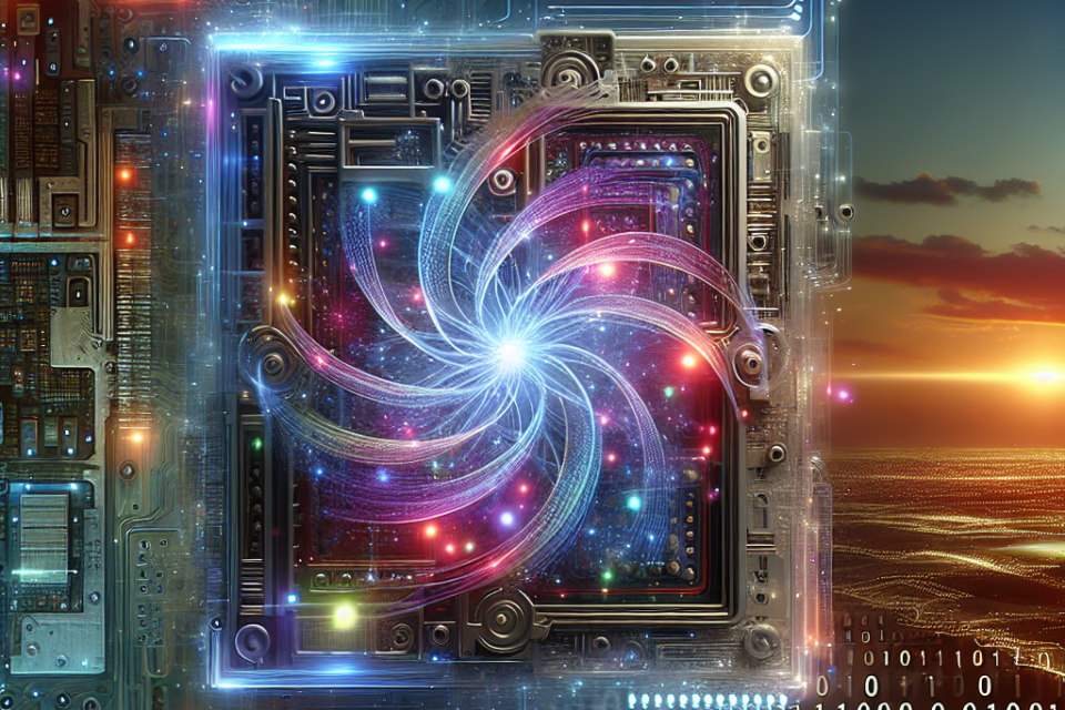 "Visualization of quantum computing technology showcasing qubits and circuitry, symbolizing breakthroughs in data processing and the future of information technology in the article titled 'Breakthroughs in Quantum Computing Signal a New Era in Data Processing'."