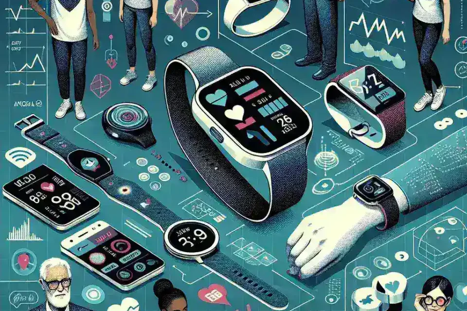 "Smartwatch with health monitoring features displaying heart rate and fitness metrics, highlighting emerging trends in wearable technology for health tracking."